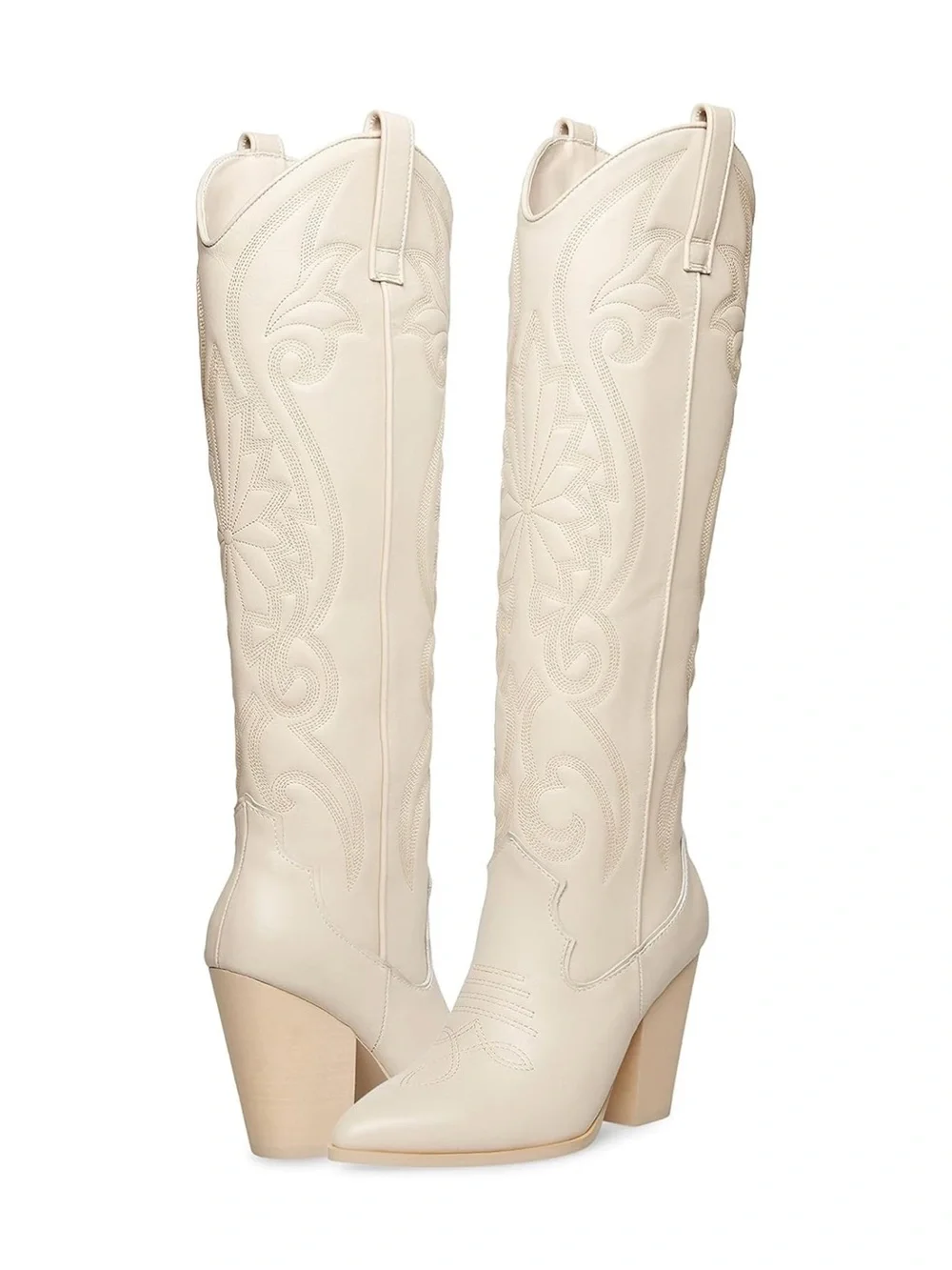 BRAND NEW LASSO Steve Madden Cream Over-the-Knee Embroidered Western Boots
